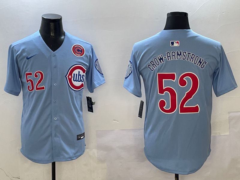 Men Chicago Cubs #52 Grow-Armstrong Light Blue Throwback Fashion 2025 Nike MLB Jersey style 7->chicago white sox->MLB Jersey